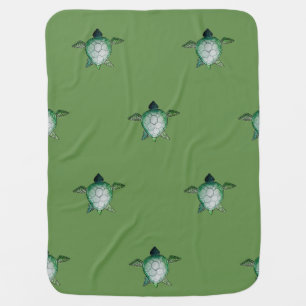 Turtle design seaside baby blanket