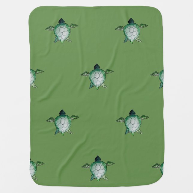Turtle design seaside baby blanket (Front)