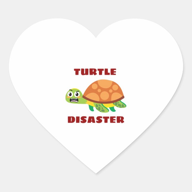 Turtle Disaster Turtle Pun Heart Sticker (Front)