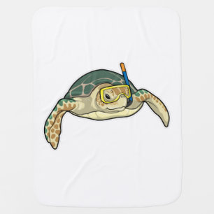 Turtle Diver Snorkel Baby Blanket