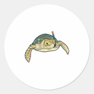 Turtle Diver Snorkel Classic Round Sticker