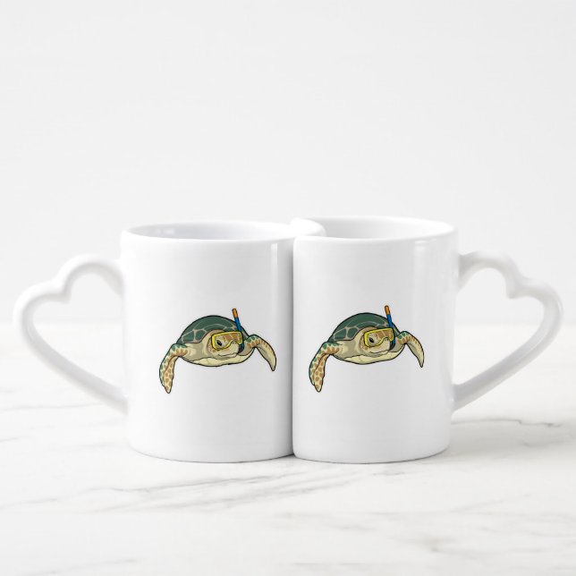Turtle Diver Snorkel Coffee Mug Set (Front Nesting)