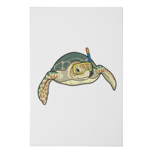 Turtle Diver Snorkel Faux Canvas Print