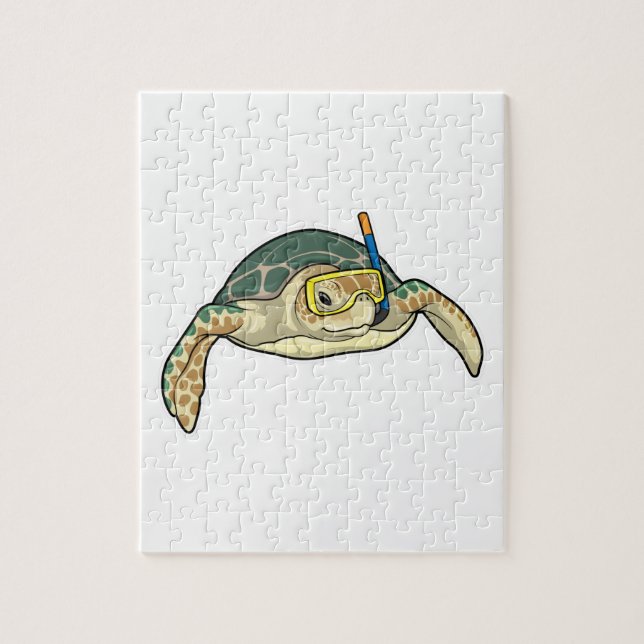 Turtle Diver Snorkel Jigsaw Puzzle (Vertical)