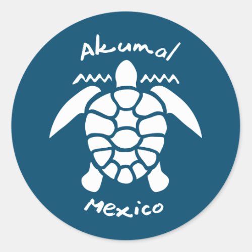 Turtle Diving Akumal Mexico Classic Round Sticker