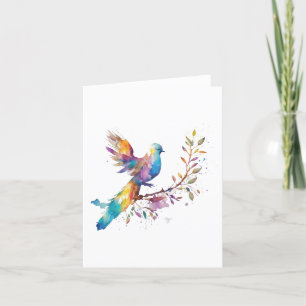 Turtle Dove C Bird Portrait in Watercolors & Pen Holiday Card