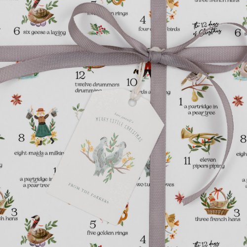 Turtle Doves  12 Day of Christmas Holiday Gift Tags