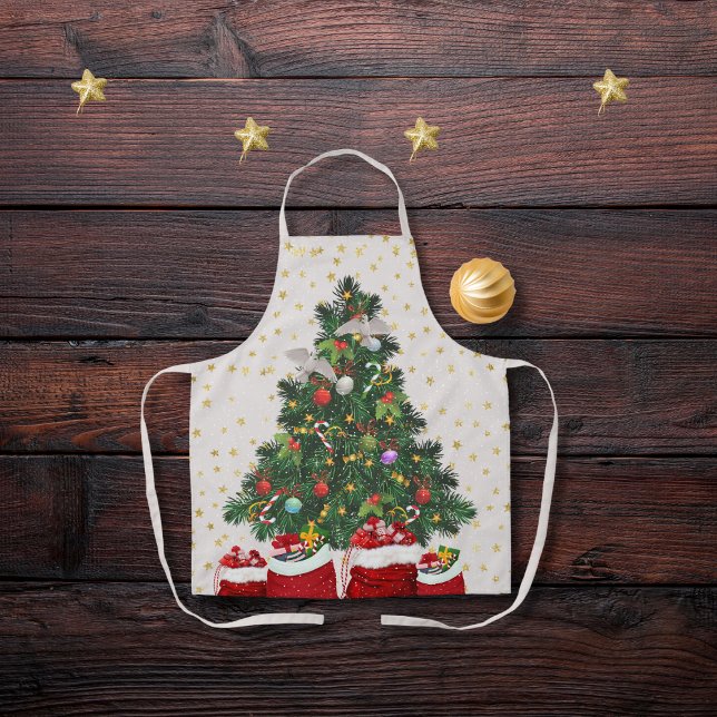 Turtle doves in Christmas background gray Apron (Creator Uploaded)