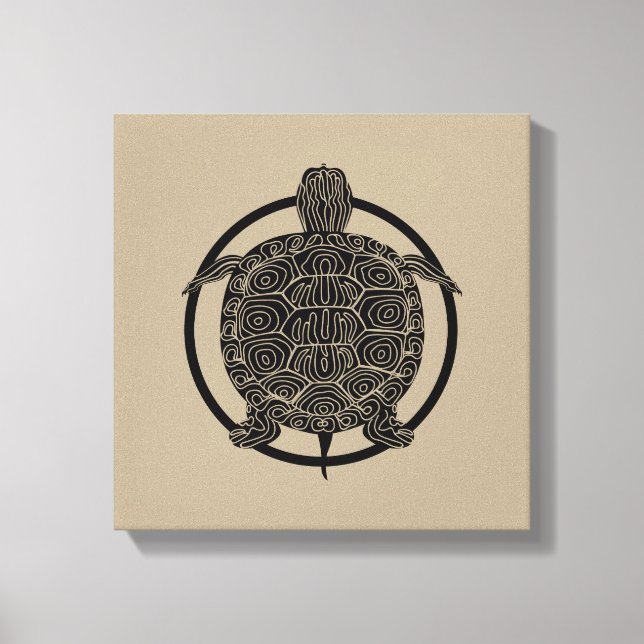 Turtle Drawing - Wildlife Circle Series Canvas Print (Front)