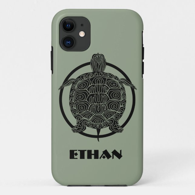 Turtle Drawing - Wildlife Circle Series Case-Mate iPhone Case (Back)