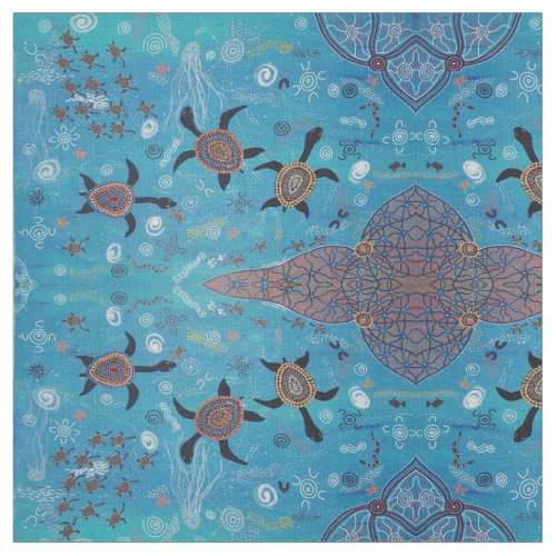 Turtle Dreaming Aboriginal Design Fabric