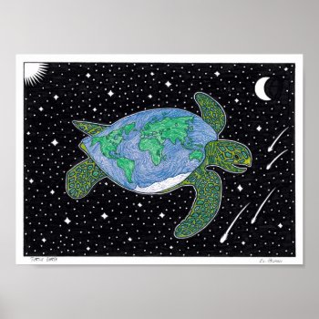 Turtle Earth Poster by elihelman at Zazzle