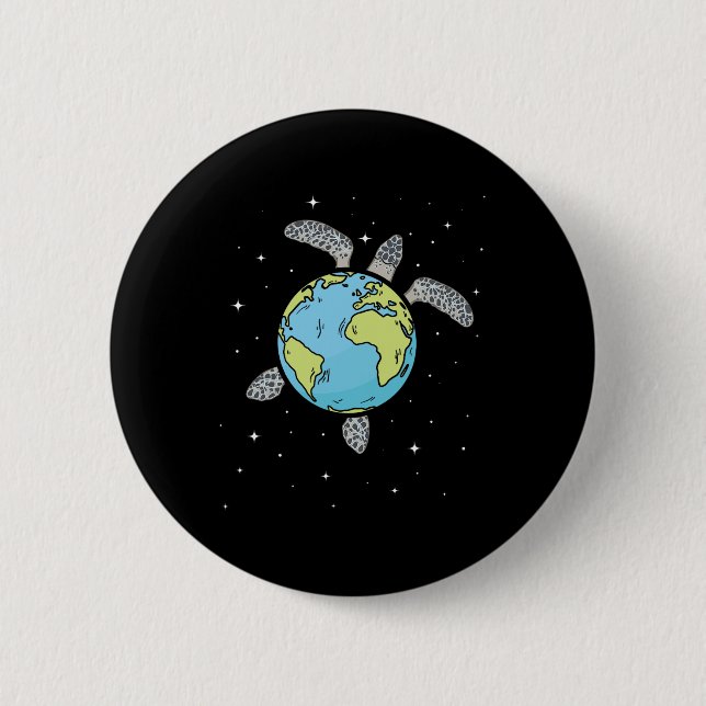 Turtle Earth Sea Turtle Earth Day Turtle Planet  Button (Front)