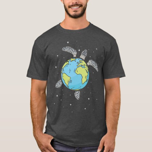 Turtle Earth Sea Turtle Earth Day Turtle Planet T_Shirt