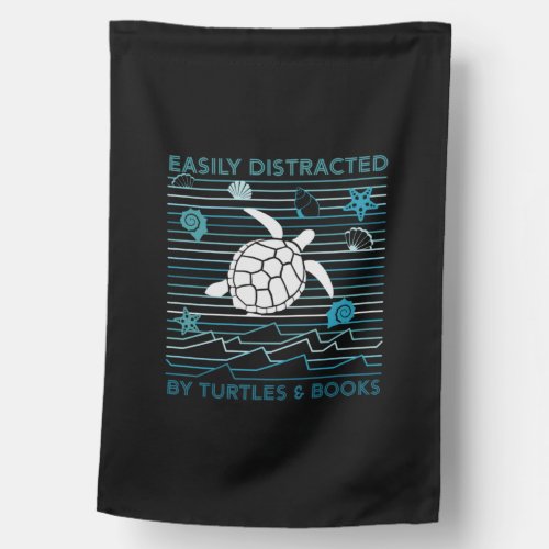 Turtle Easily Distracted By Turtles And Books House Flag