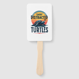 Turtle Easily Distracted By Turtles Sea Vintage Ki Hand Fan