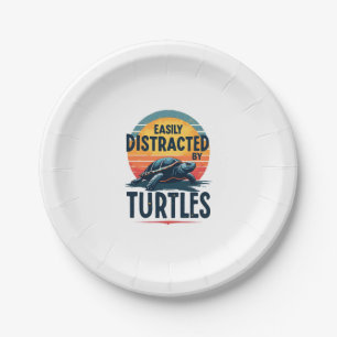Turtle Easily Distracted By Turtles Sea Vintage Ki Paper Plates