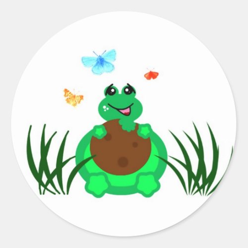 Turtle Eating a Cookie Classic Round Sticker