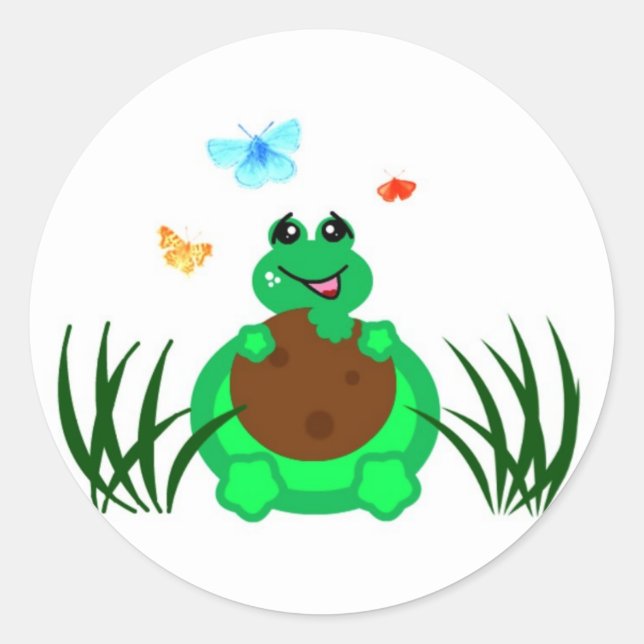 Turtle Eating a Cookie Classic Round Sticker (Front)