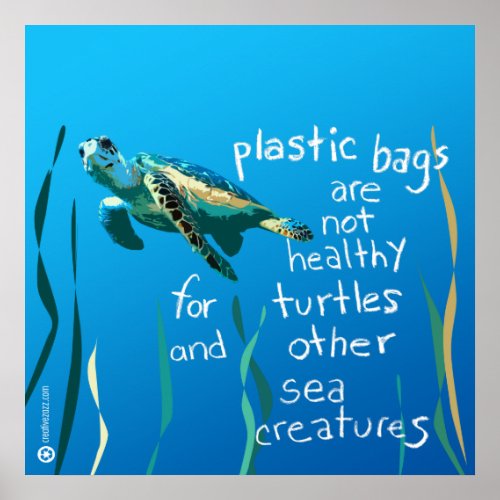 Turtle Eco Poster Plastic bags are not healthy