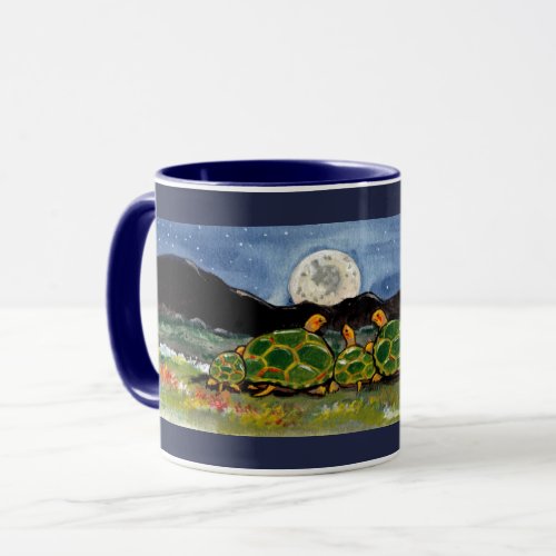 Turtle Family and Moon Night Scene Designer Mug