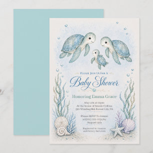 Turtle Family Baby Shower Invitation