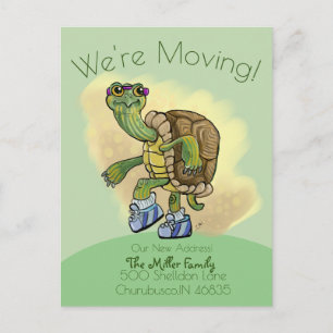 Turtle Fast, Cute Jogging Turtle Moving Address Postcard