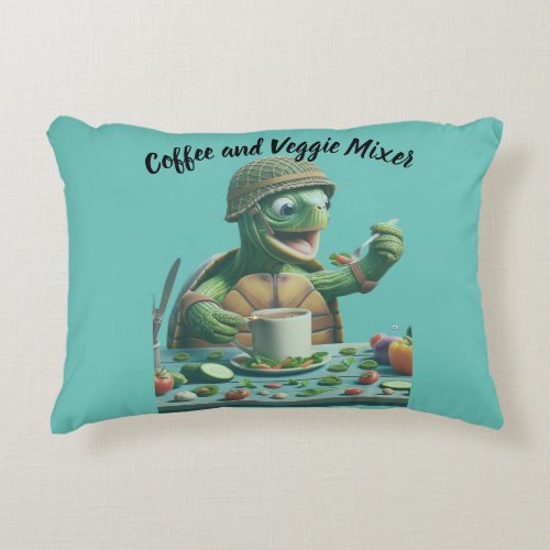 Turtle Feasts Humorous Vegetable Delights Accent Pillow