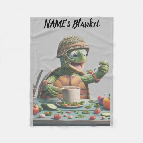 Turtle Feasts Humorous Vegetable Delights Fleece Blanket