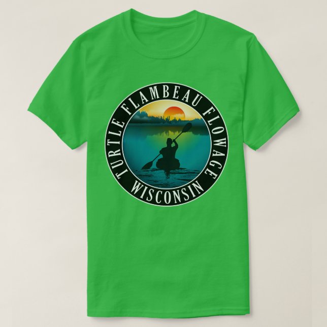 Turtle Flambeau Flowage Wisconsin Kayaking T-Shirt (Design Front)