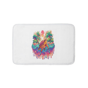 Turtle Floats in Liquid Garden. Bath Mat