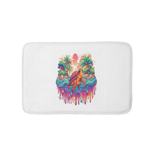 Turtle Floats in Liquid Garden. Bath Mat (Front)