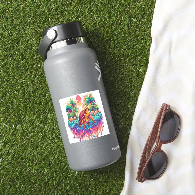 Turtle Floats in Liquid Garden. Sticker (HydroFlask Insitu)