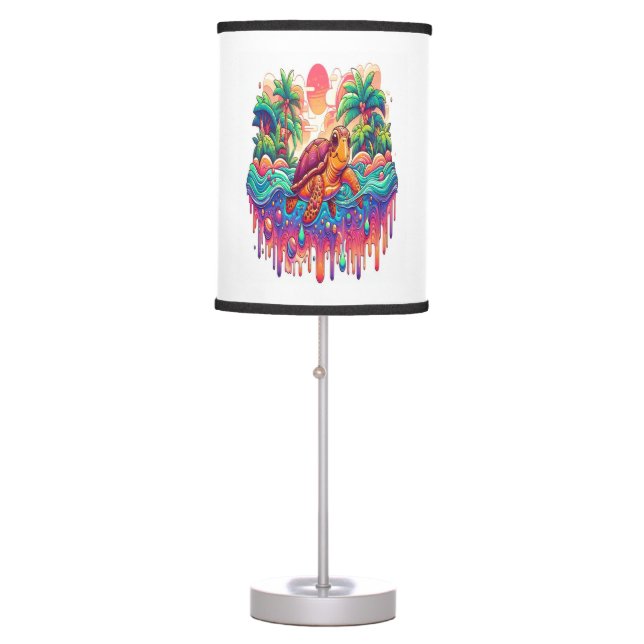 Turtle Floats in Liquid Garden. Table Lamp (Front)