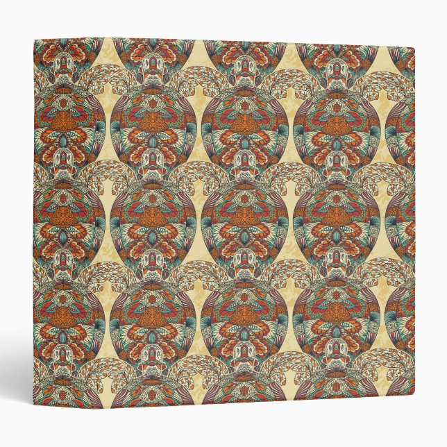 Turtle Floral Pattern 3 Ring Binder (Front/Spine)