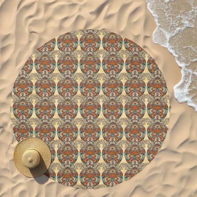 Turtle Floral Pattern Beach Towel (Beach)