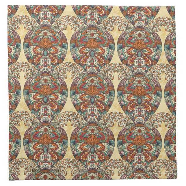 Turtle Floral Pattern Cloth Napkin (Front)