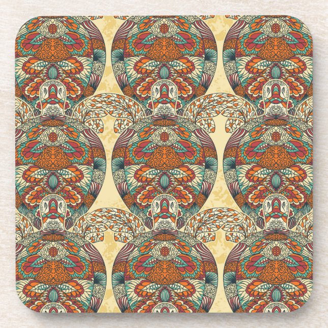Turtle Floral Pattern Coaster (Front)