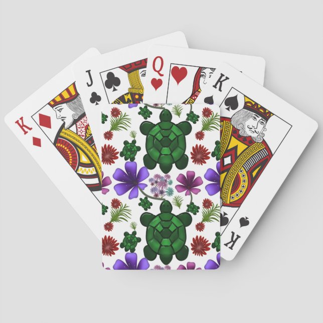 Turtle floral pattern  poker cards (Back)
