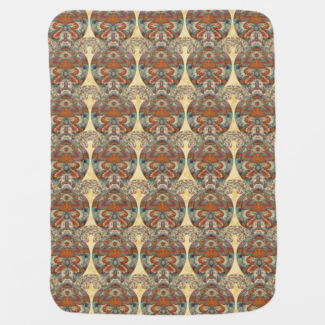 Turtle Floral Pattern Stroller Blanket (Front)