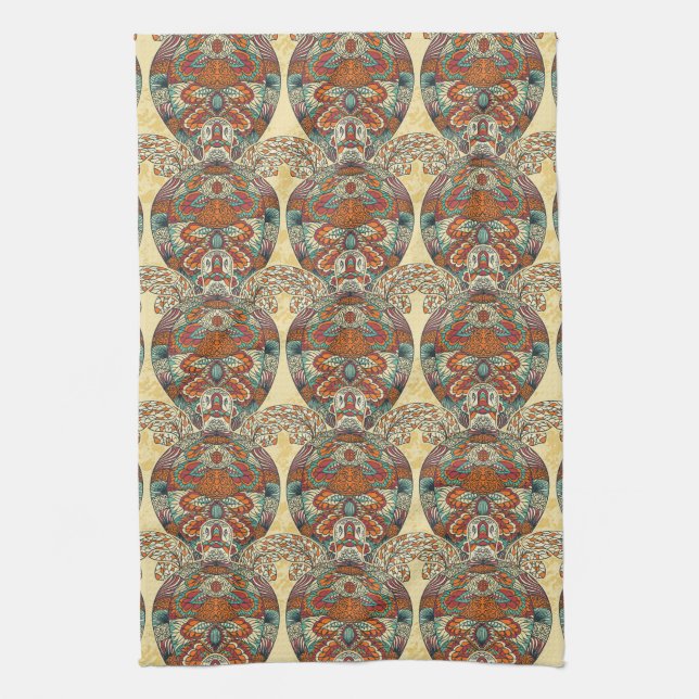 Turtle Floral Pattern Towel (Vertical)