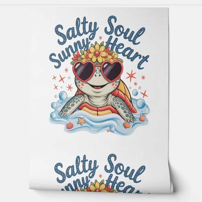 Turtle Floral Summer Beach Wallpaper (Unrolling)