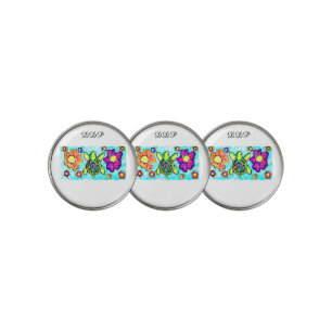 Turtle flower art two golf ball marker