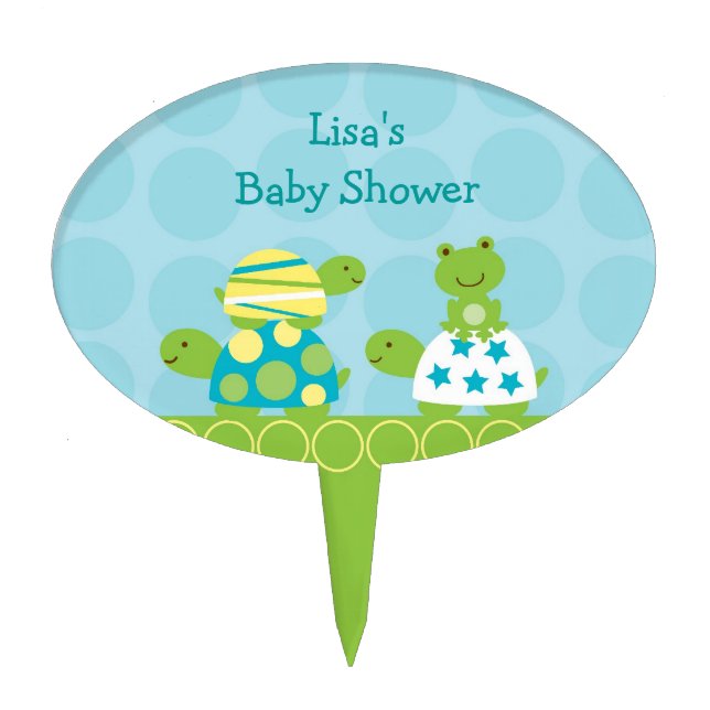 Turtle Frog Baby Shower Cake Topper (Front)