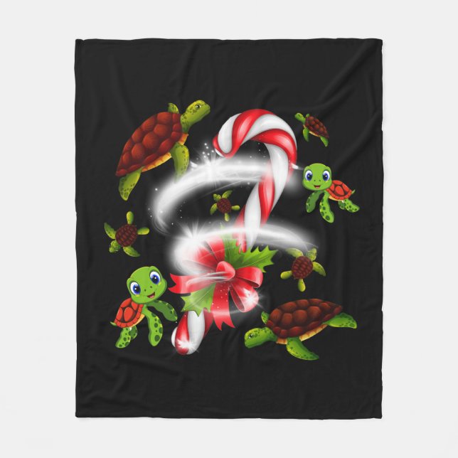 Turtle  Gift | Turtle Candy Sweet Christmas Fleece Blanket (Front)