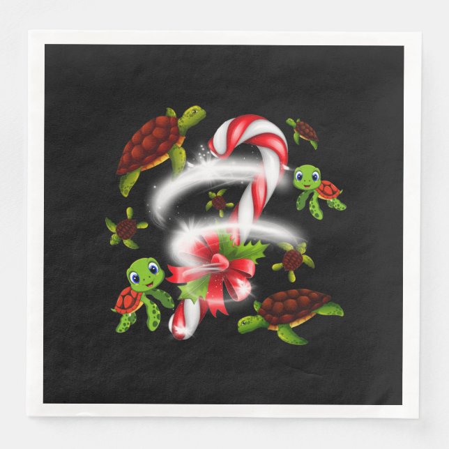Turtle  Gift | Turtle Candy Sweet Christmas Paper Dinner Napkins (Front)