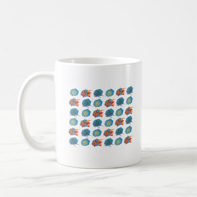 Turtle Goldfish Octopus Pattern Coffee Mug (Left)