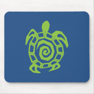 Turtle Green and Blue Graphic Mouse Pad