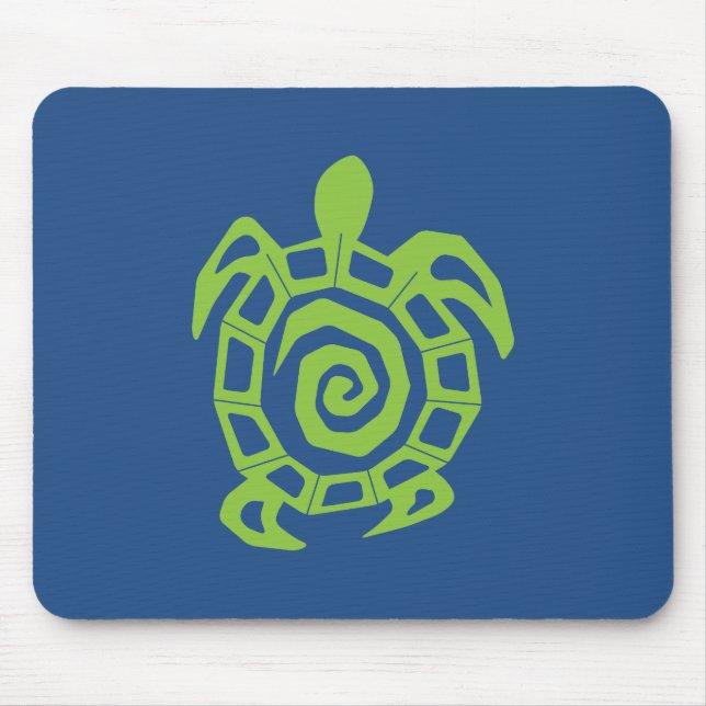 Turtle Green and Blue Graphic Mouse Pad (Front)