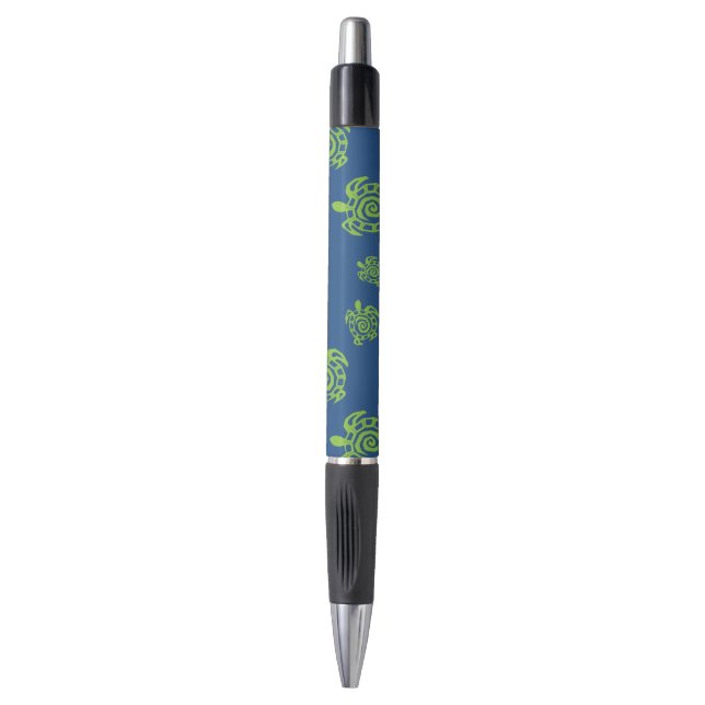 Turtle Green and Blue Graphic Pen (Front Vertical)